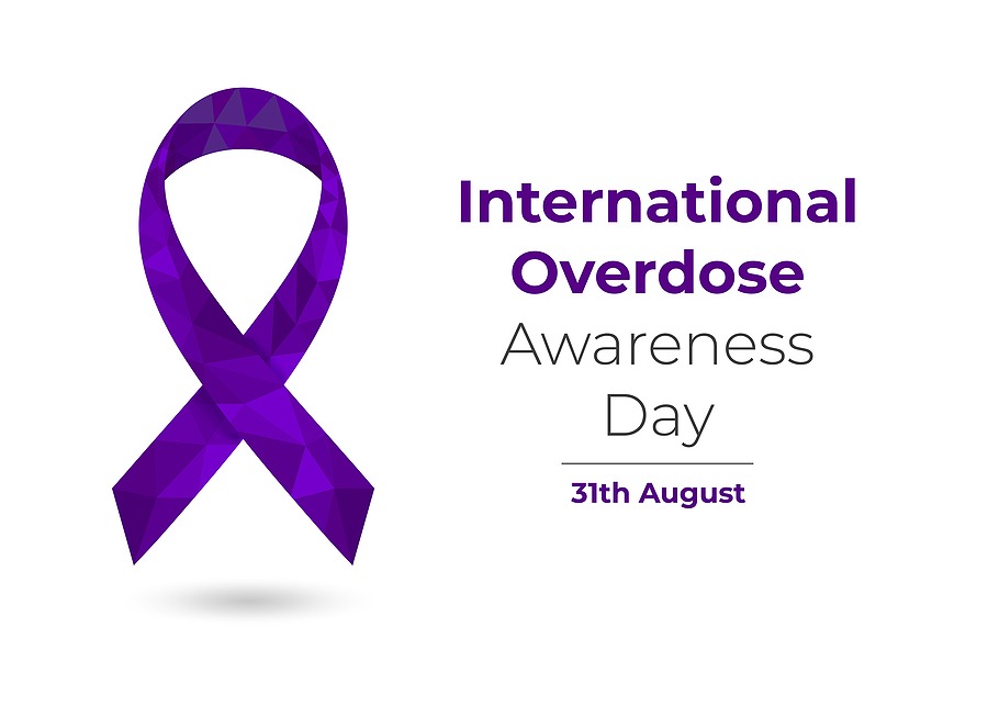 Overdose Awareness Day purple low poly ribbon